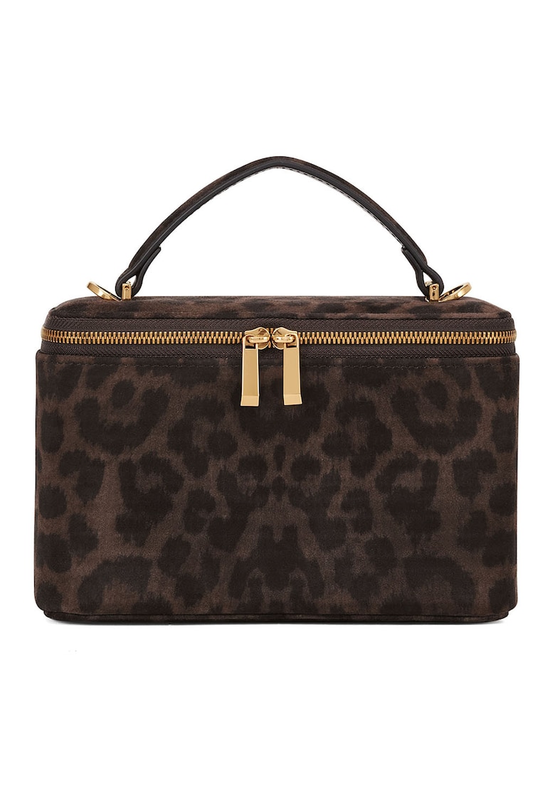 Geanta crossbody mica din piele - Maro inchis