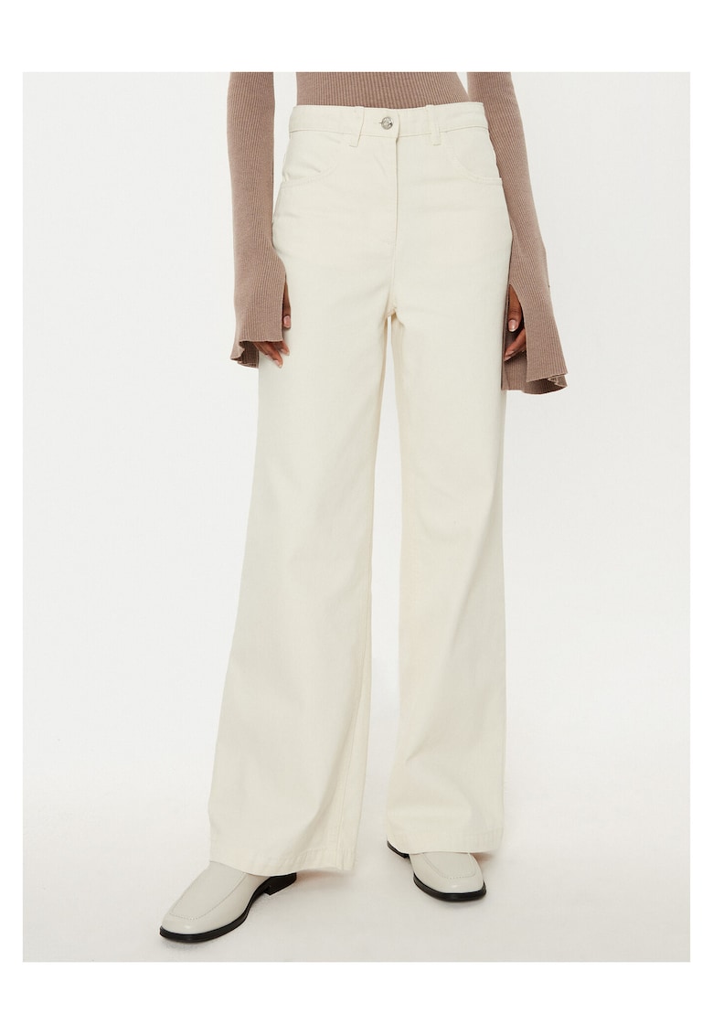 Pantaloni dama - crem - material de calitate -