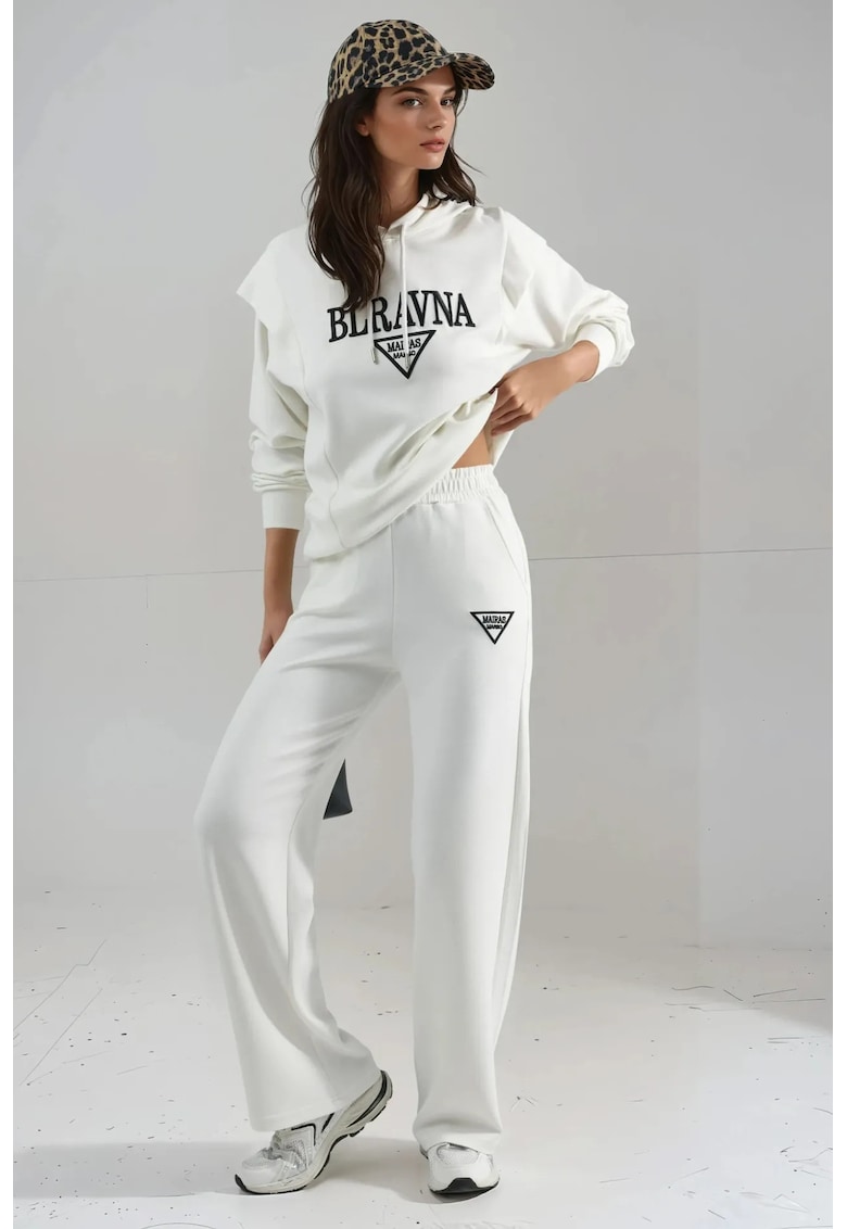 Set din doua piese - cu gluga - alb - jerseu