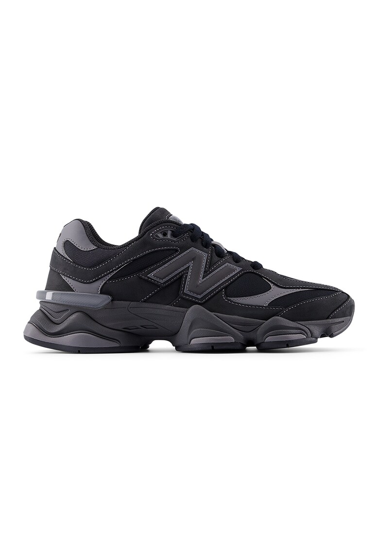 Pantofi sport 9060 cu garnituri din piele intoarsa si material textil - Negru