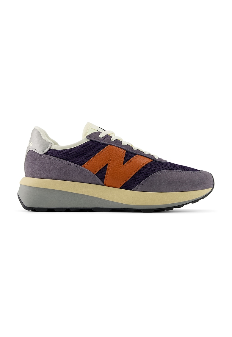 Pantofi sport 370 din piele intoarsa cu logo - Portocaliu stins/Violet prafuit/Ametist