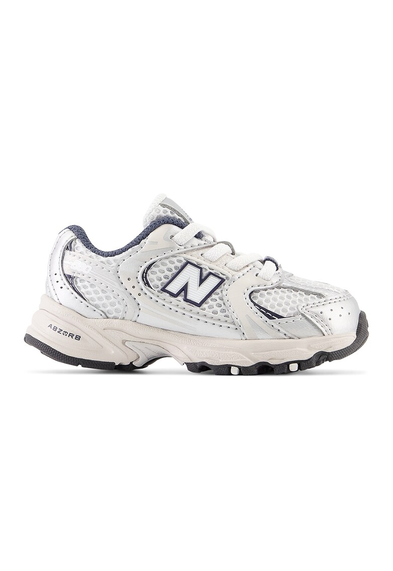 Pantofi 530 cu garnituri din piele - Alb/Argintiu