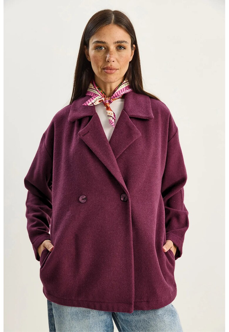 Palton dama - oversized - mov - textil