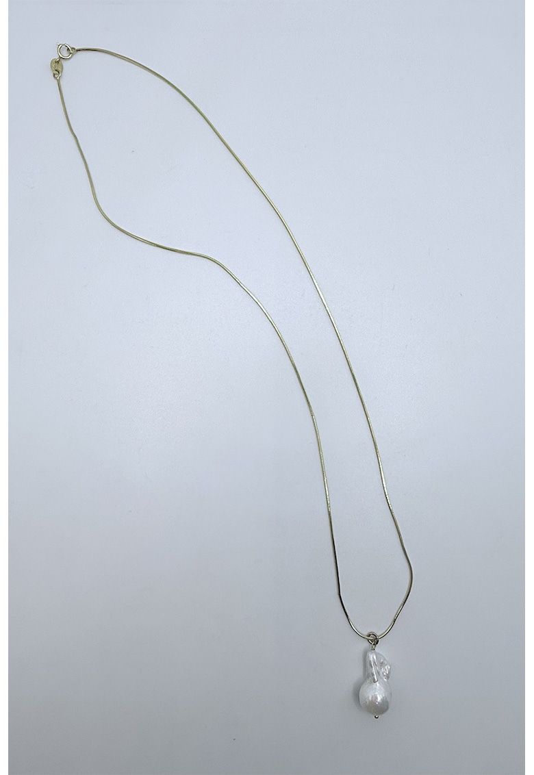 Colier din argint veritabil placat cu aur de 24K si perla - Alb/Auriu
