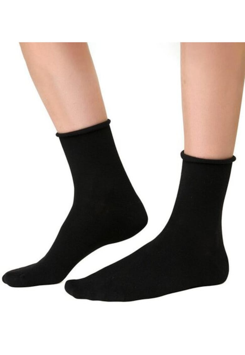 Sosete cu casmir si margine intoarsa S083 - Negru