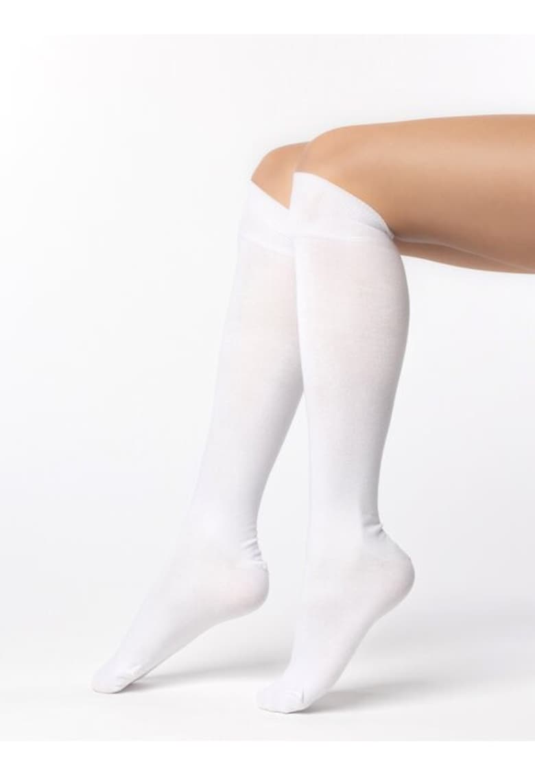 Sosete bumbac albe lungi sub genunchi S072-078 - Alb
