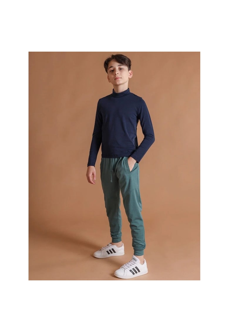 Pantaloni baieti din bumbac - cu sireturi - Verde
