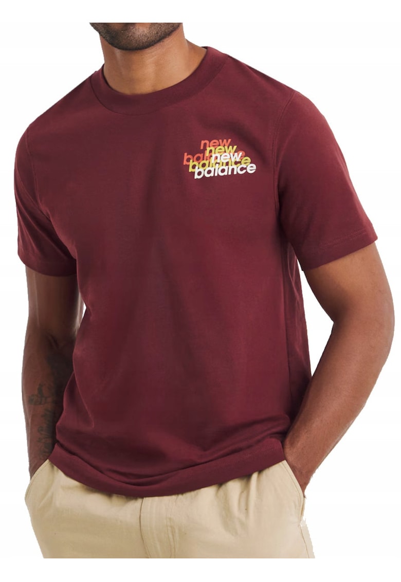 Tricou cu imprimeu logo din bumbac cu decolteu la baza gatului