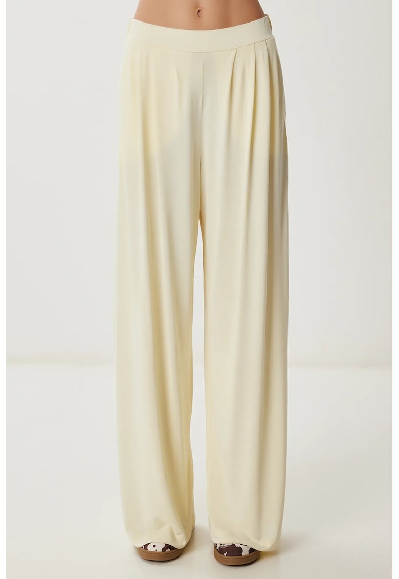 Pantaloni dama - Happiness Istanbul - Palazzo - galben lamaie - textil