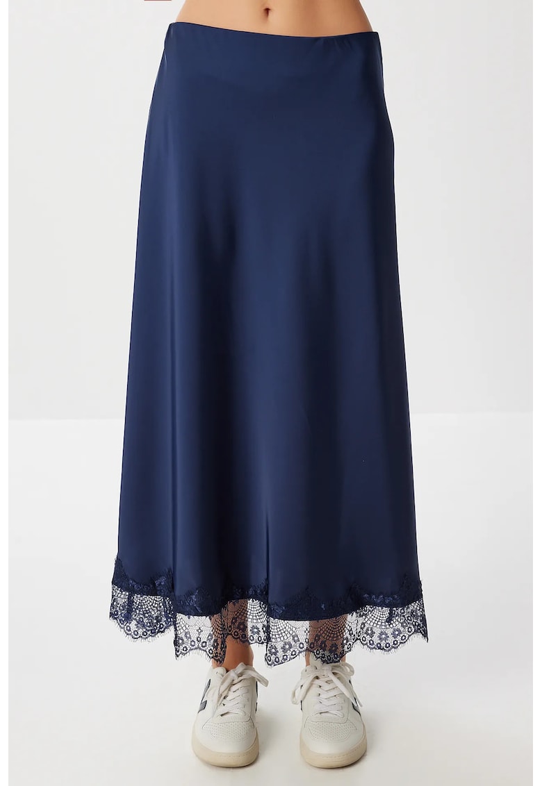 Fusta lunga - Happiness Istanbul - satin - talie elastica - bleumarin