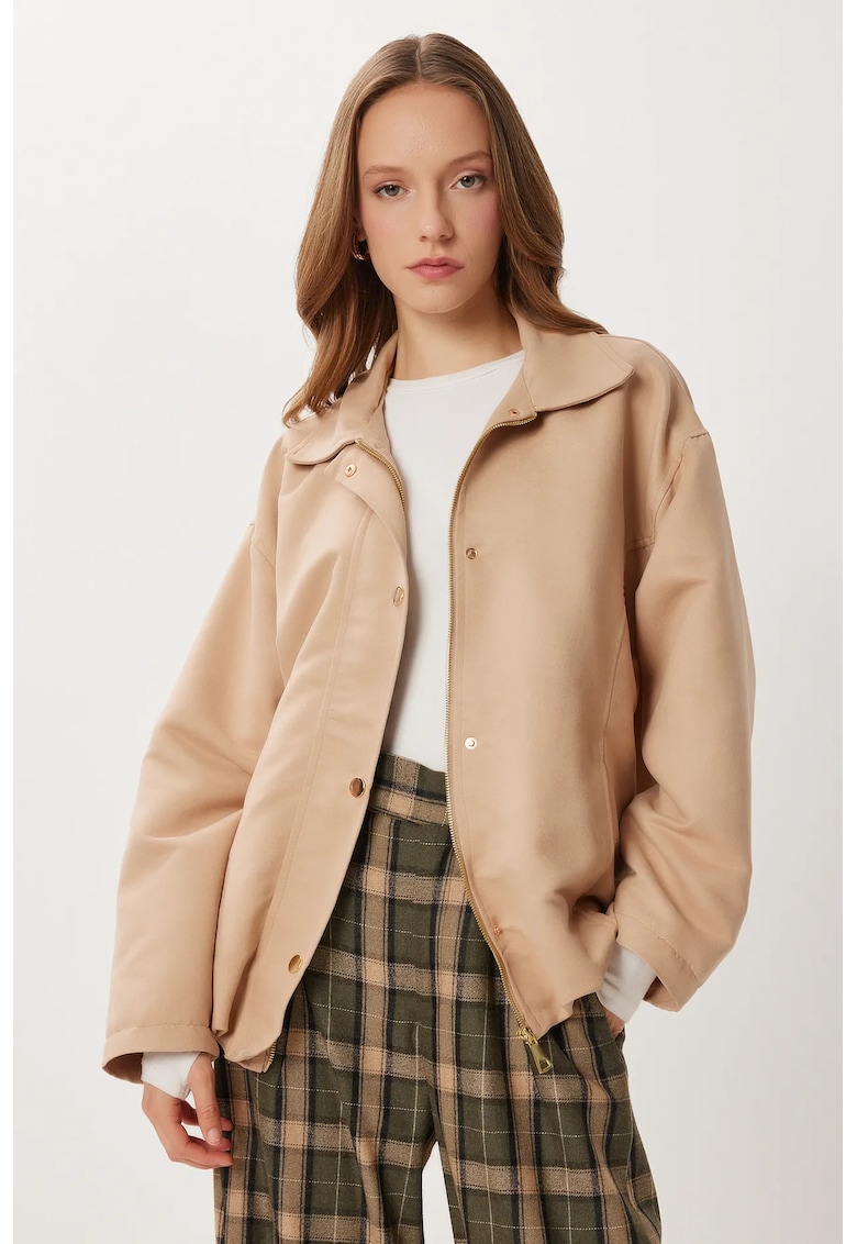 Geaca supradimensionata - Happiness Istanbul - bej - textil