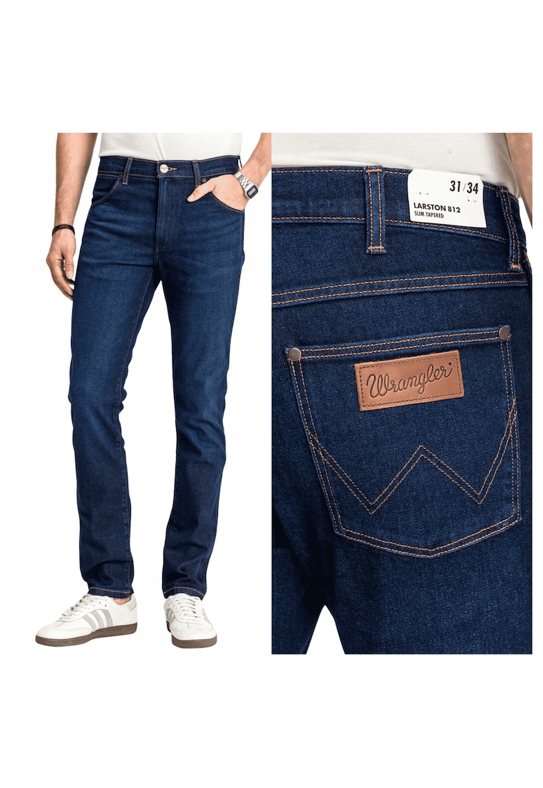 Blugi Barbati - Larston - Slim Fit - Talie Joasa - Fermoar - Lungi - 5 Buzunare - Bumbac - Elastan - W33-L30 US - Albastru