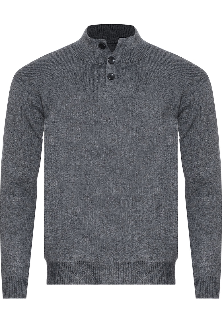 Pulover barbati - S8212 - guler scurt - gri deschis - material moale