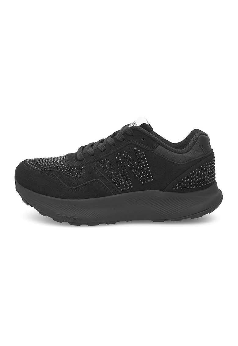 Pantofi sport de piele intoarsa Mathilde Crystal - Negru
