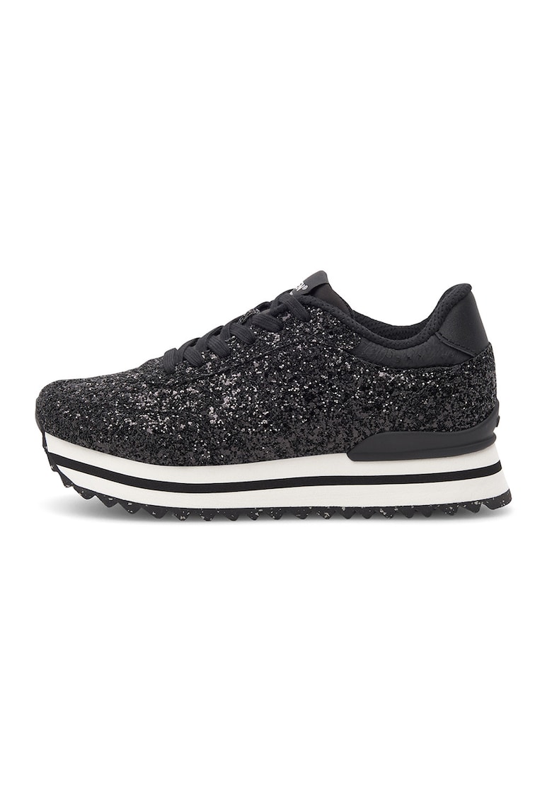 Pantofi sport flatform cu siret - Negru