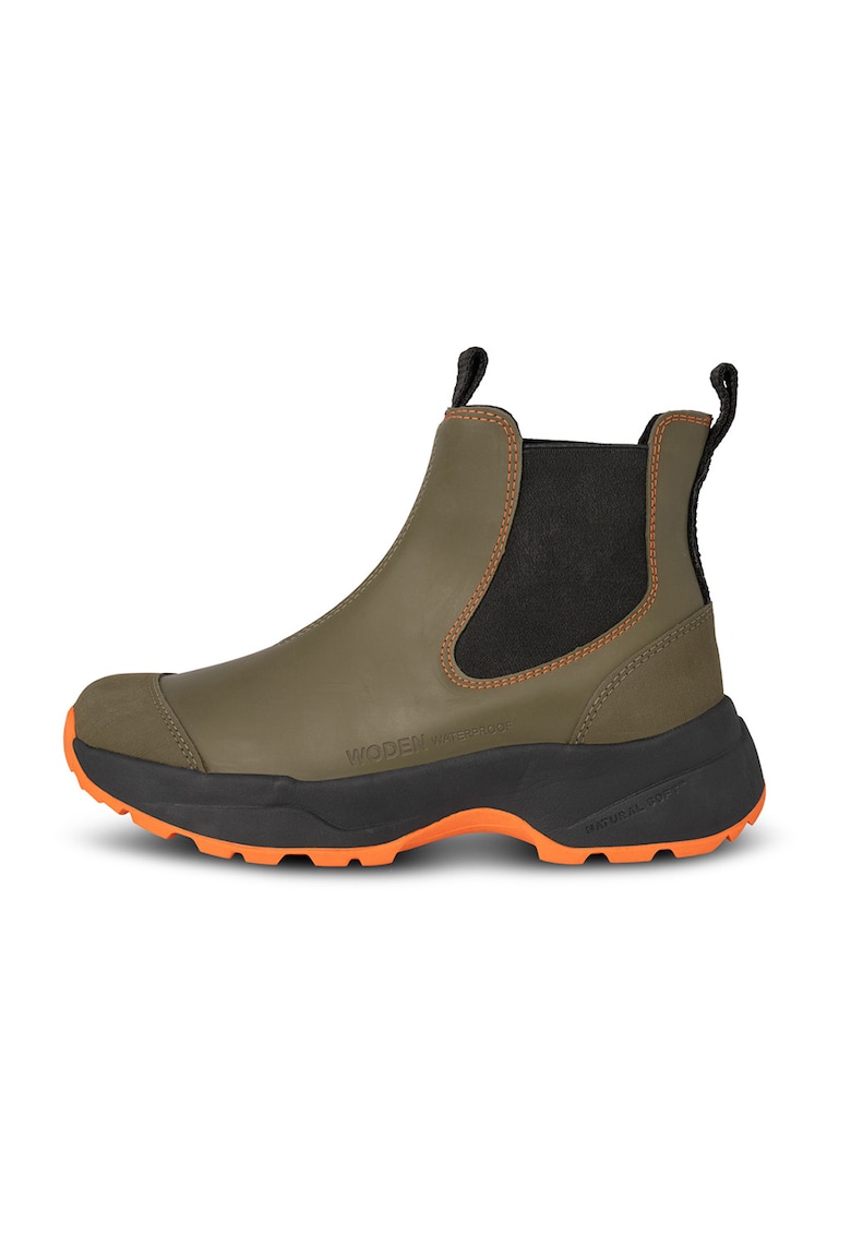 Ghete impermeabile de piele ecologica - Kaki/Negru