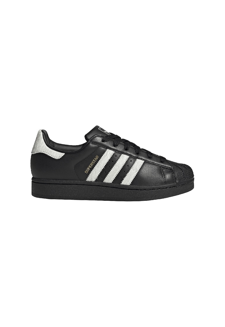 Pantofi sport din piele cu garnituri din piele intoarsa Superstar II - Alb/Negru