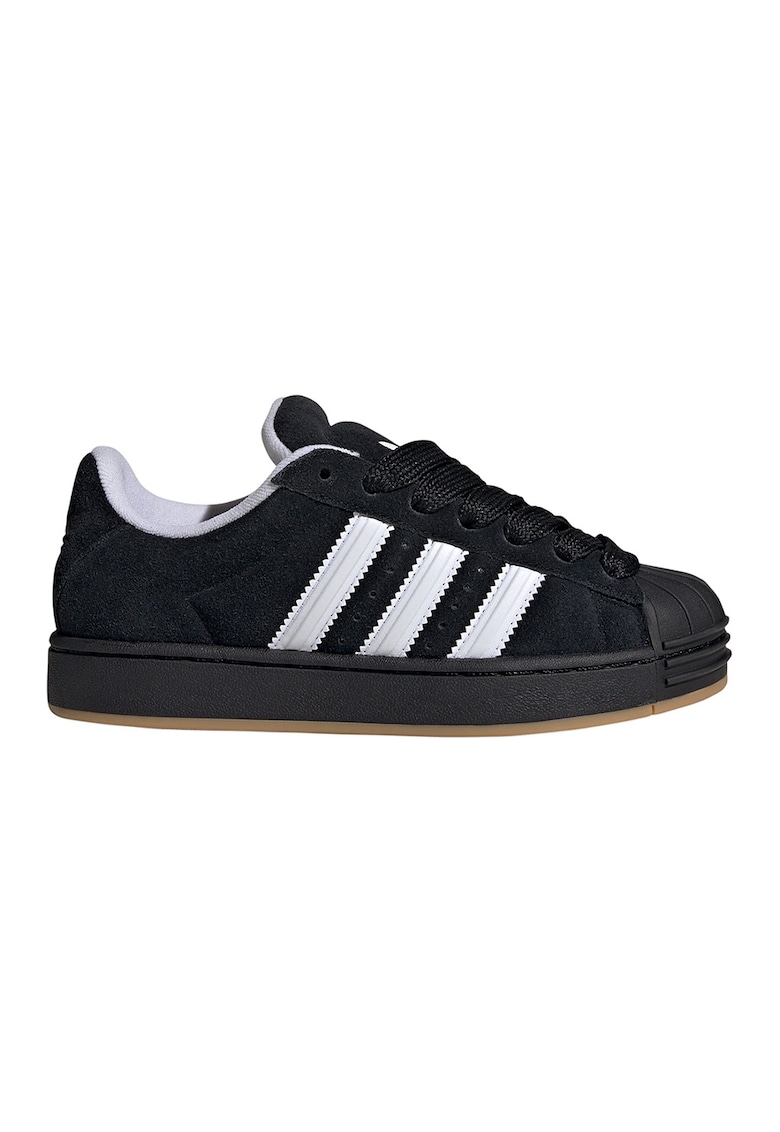 Pantofi sport Superstar de piele intoarsa cu benzi logo contrastante - Negru