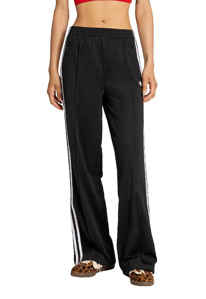 Pantaloni de trening cu croiala ampla si slituri laterale - Alb/Negru