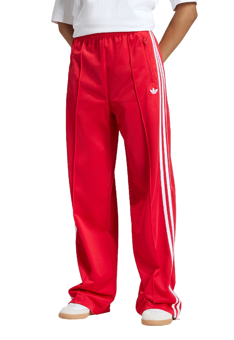 Pantaloni de trening cu croiala ampla si slituri laterale - Rosu/Alb