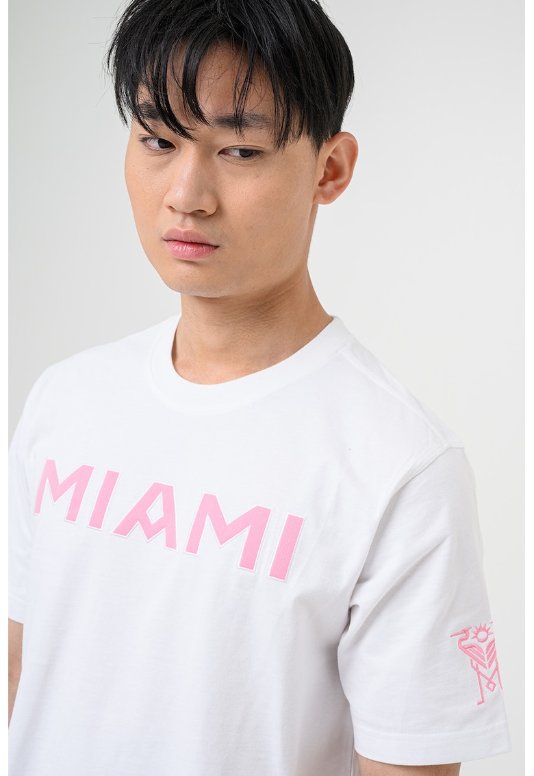 Tricou din bumbac cu imprimeu - Roz deschis/Alb optic