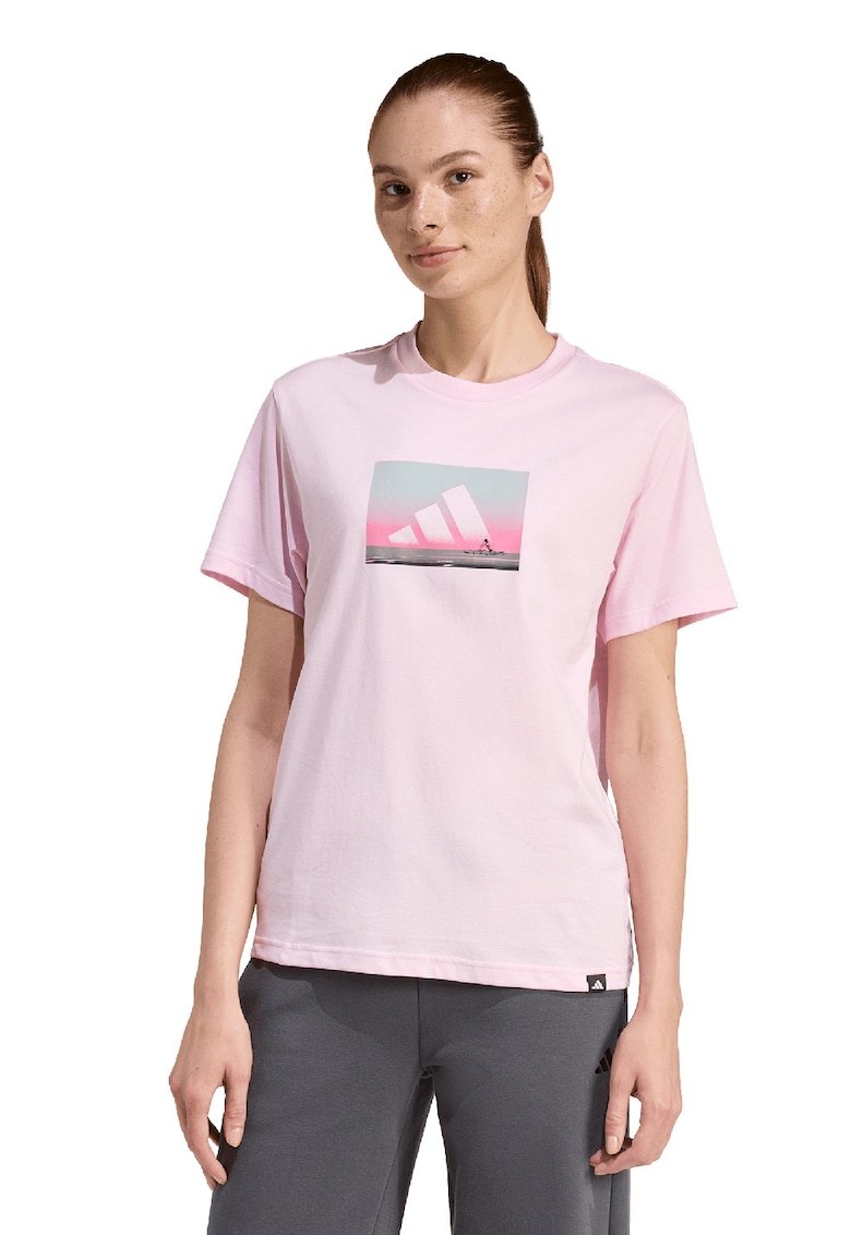 Tricou cu imprimeu logo Outdoor - Roz deschis