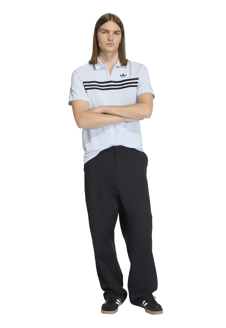 Tricou polo cu detalii brodate - Negru/Albastru glaciar