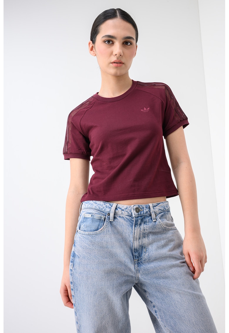 Tricou slim fit Lace Cali - Maro cognac