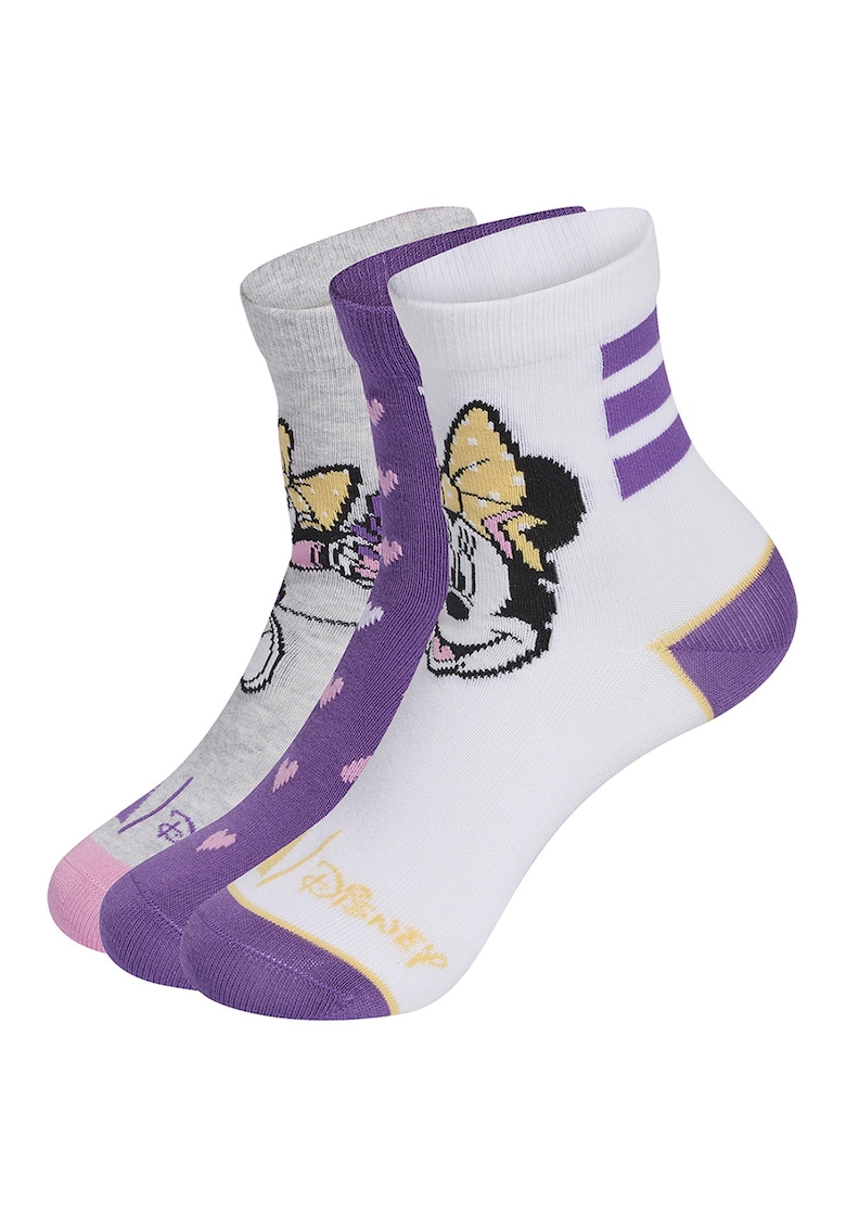 Set de sosete cu imprimeu cu desene - 3 perechi - Alb/Negru/Violet
