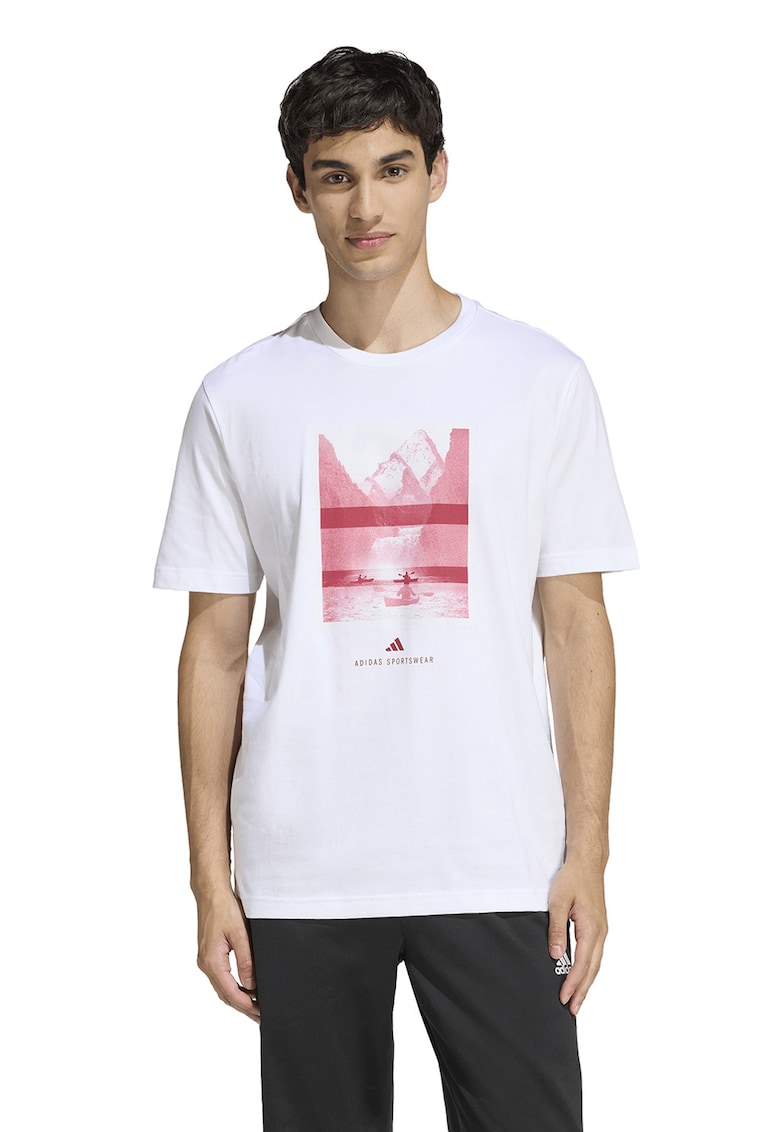 Tricou regular fit cu imprimeu grafic - Rosu/Alb