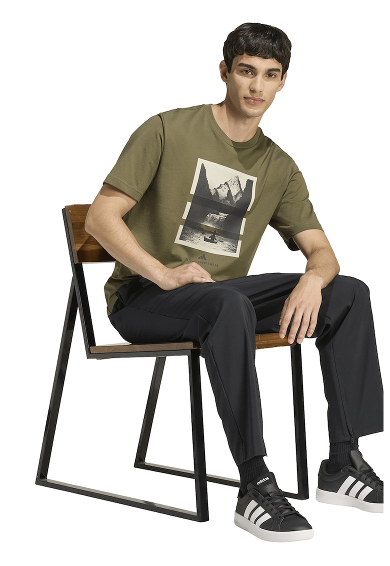 Tricou regular fit cu imprimeu grafic - Alb/Kaki/Gri antracit
