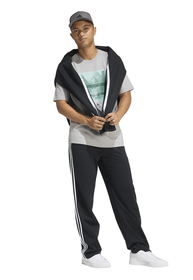 Tricou regular fit cu imprimeu grafic - Gri deschis/Verde deschis