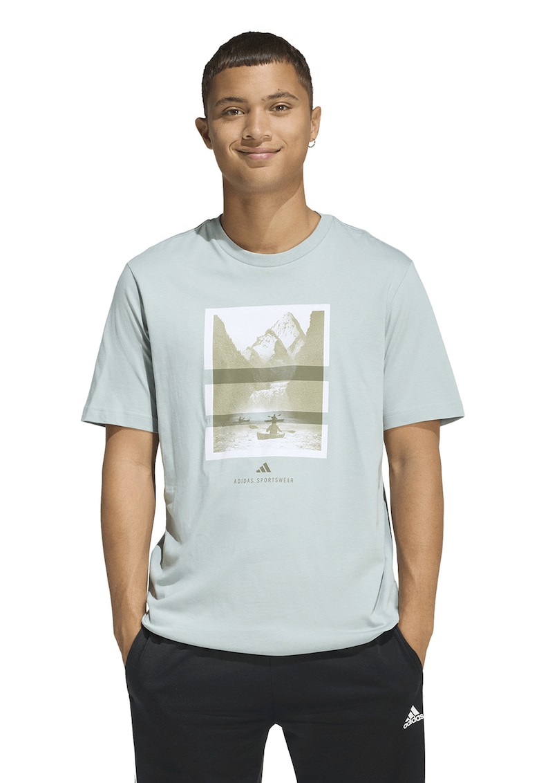 Tricou regular fit cu imprimeu grafic - Verde pal/Kaki