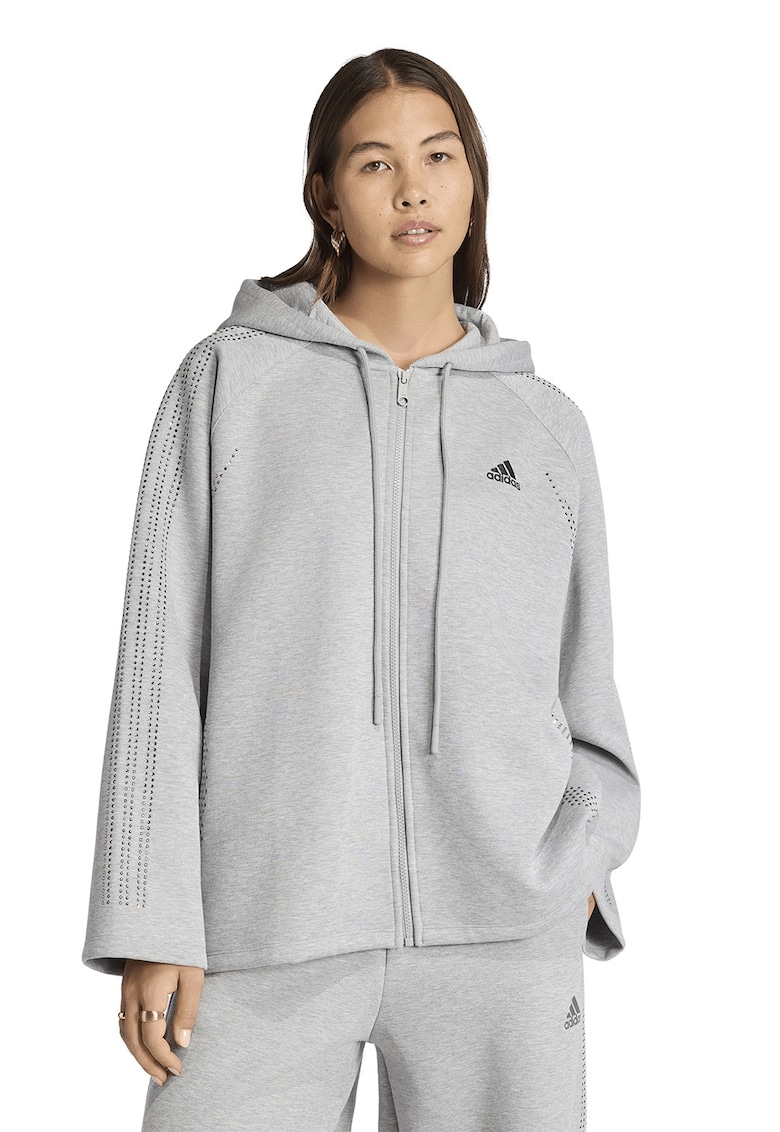 Hanorac supradimensionat cu strasuri Teamgeist - Gri deschis