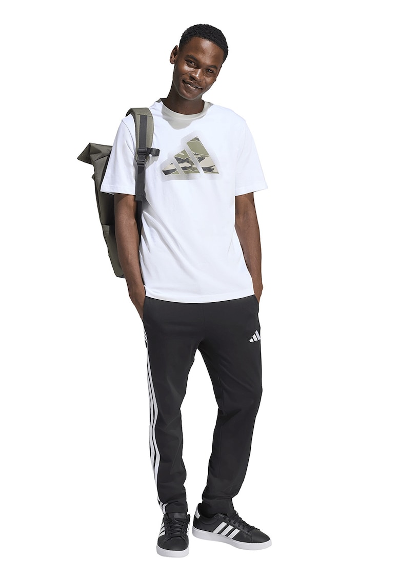 Tricou regular fit cu logo pe piept Camo - Alb/Negru/Kaki