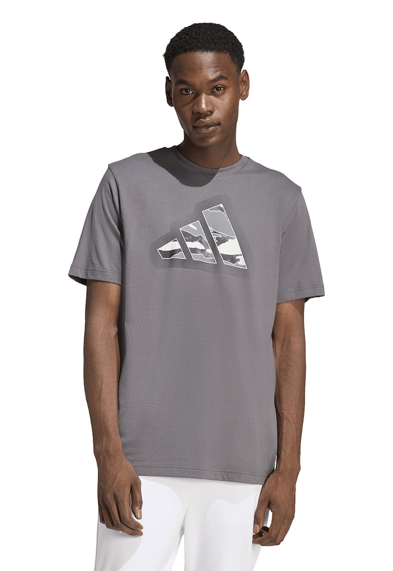 Tricou regular fit cu logo pe piept Camo - Alb/Negru/Gri inchis