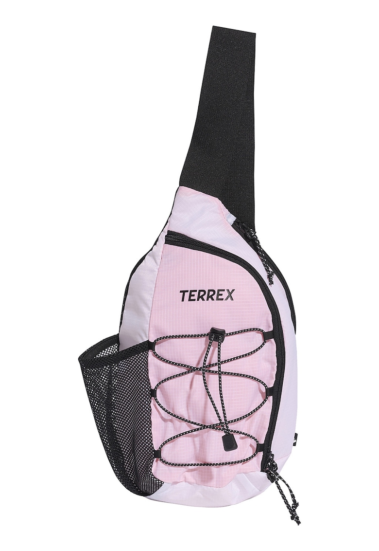 Geanta crossbody cu cordon decorativ Terex - Alb/Negru/Roz pastel
