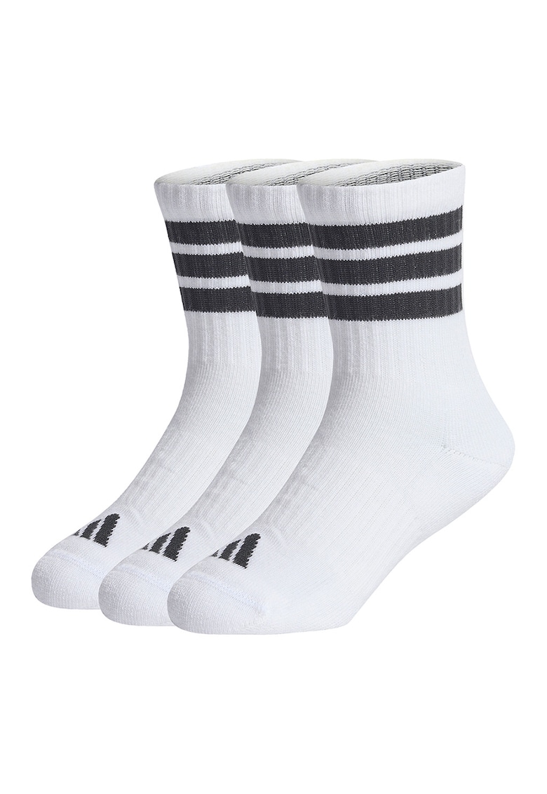 Set de 3 perechi de sosete lungi cu talpa dubla - Alb/Negru
