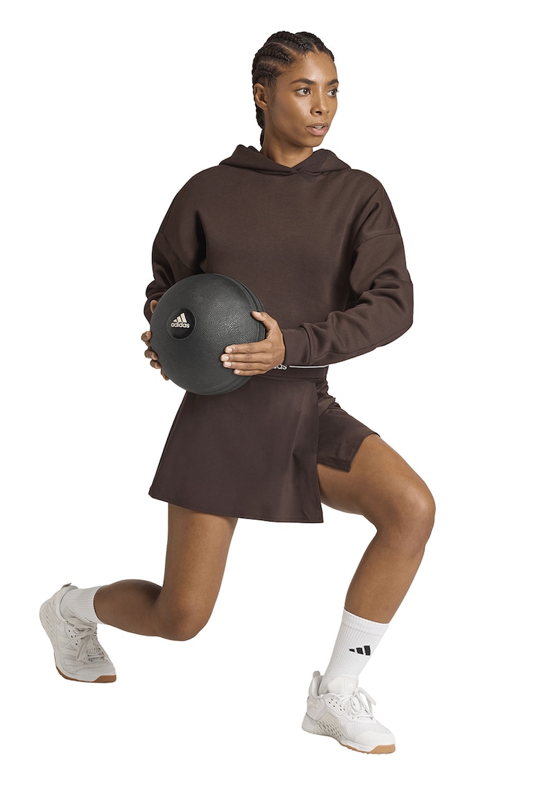 Hanorac cu imprimeu logo pentru fitness - Maro inchis