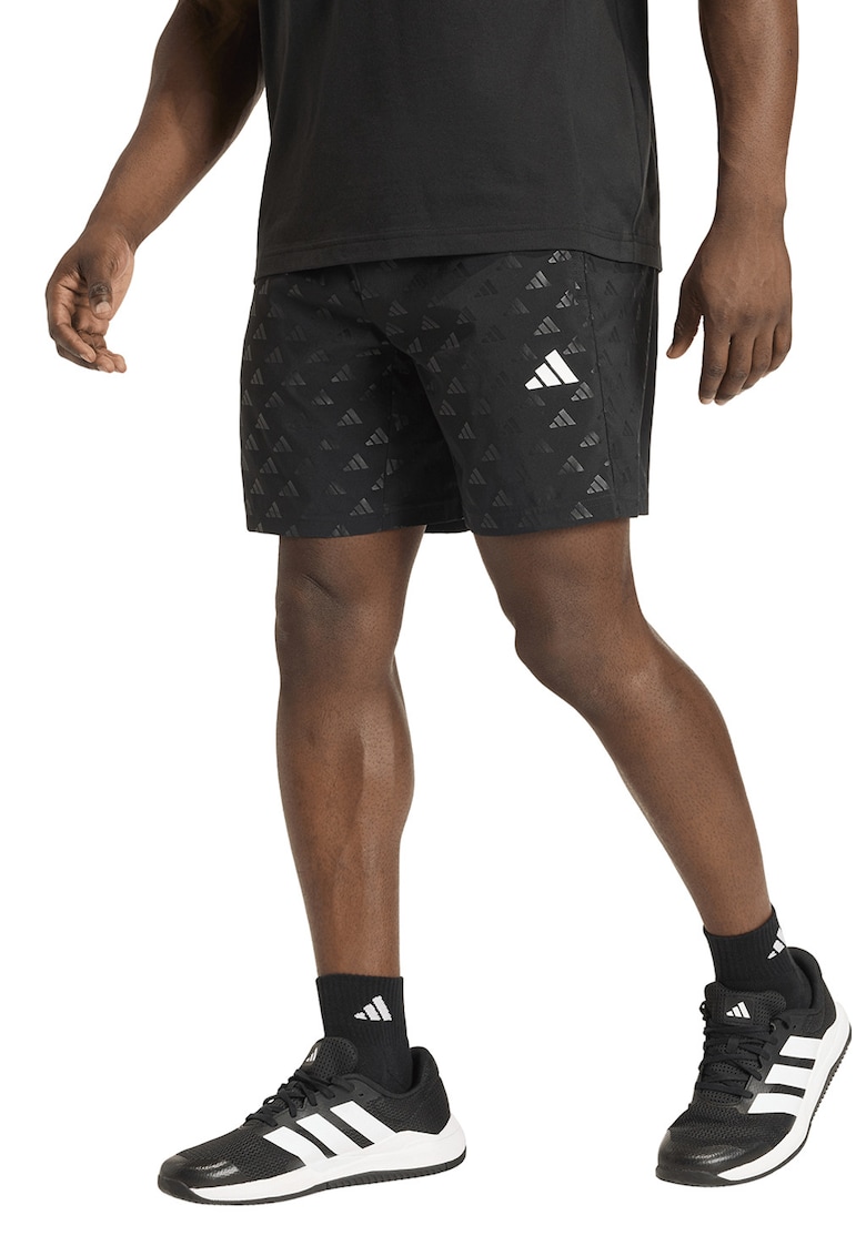 Pantaloni scurti cu model logo pentru fitness Essentials - Negru