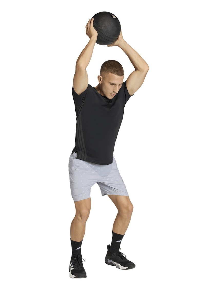 Pantaloni scurti cu model logo pentru fitness Essentials - Gri deschis