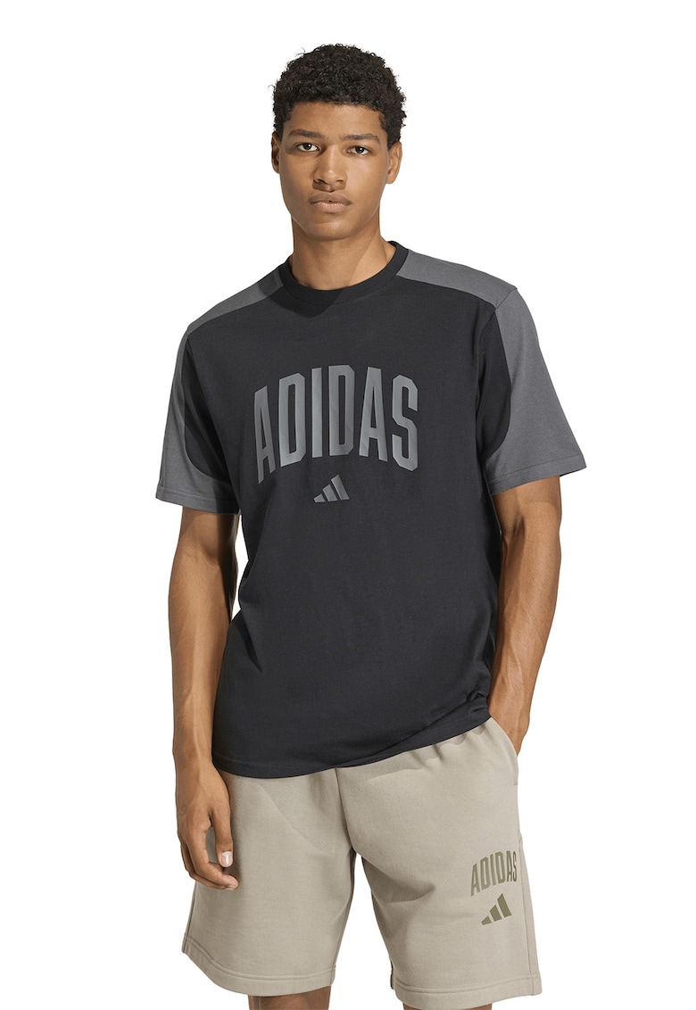 Tricou lejer din bumbac cu imprimeu logo Collegiate - Gri inchis/Gri antracit