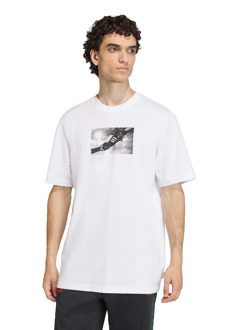 Tricou lejer din bumbac cu imprimeu - Alb/Negru