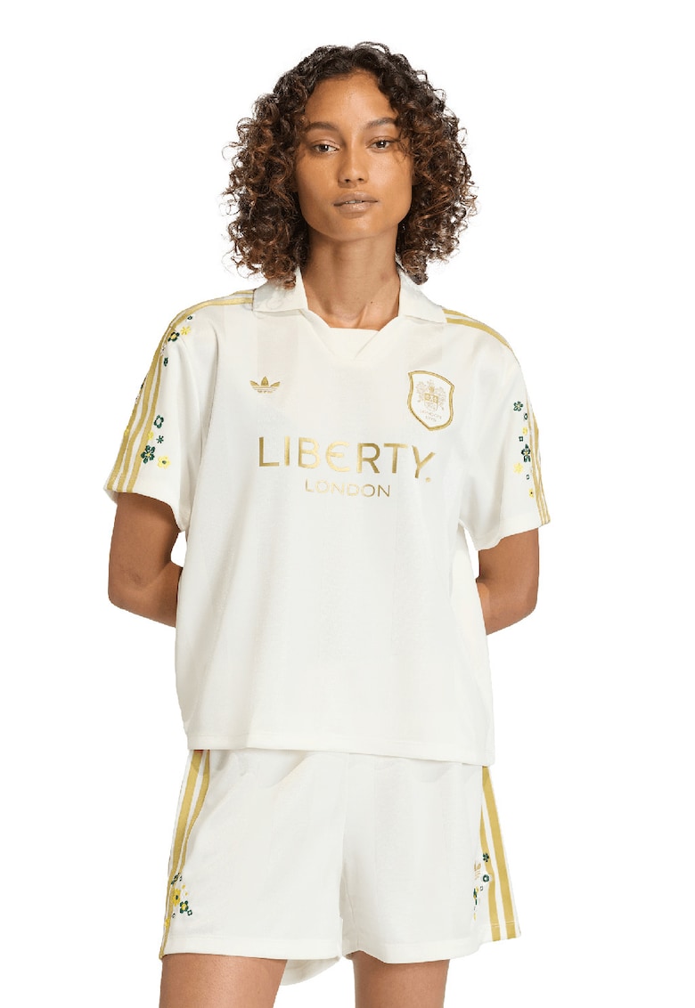 Tricou lejer cu broderie florala - Auriu/Verde deschis
