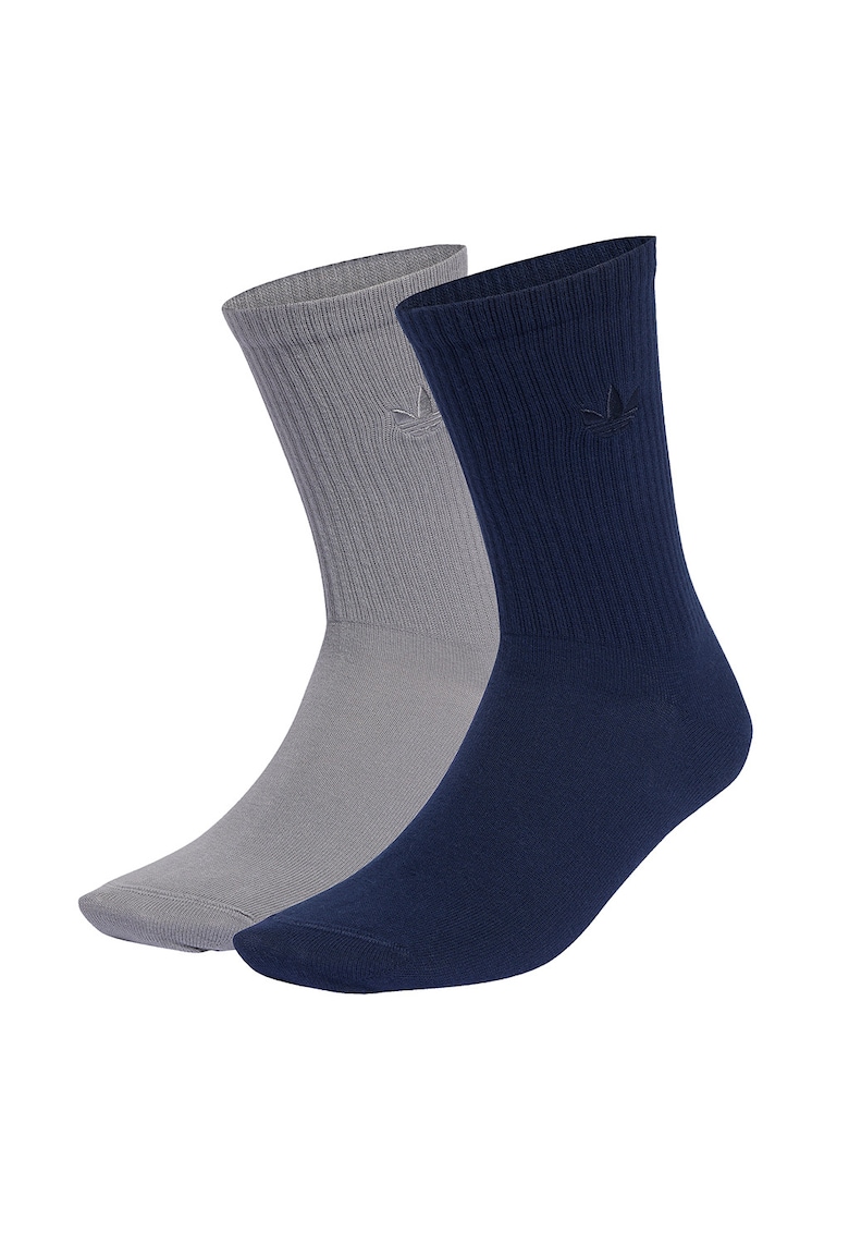 Set de sosete lungi cu logo brodat - 2 perechi - Gri inchis/Bleumarin