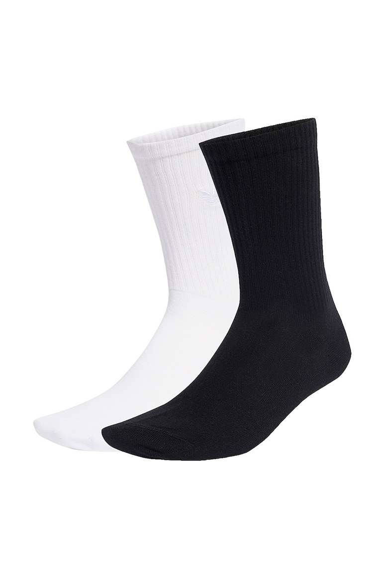 Set de sosete lungi cu logo brodat - 2 perechi - Alb/Negru