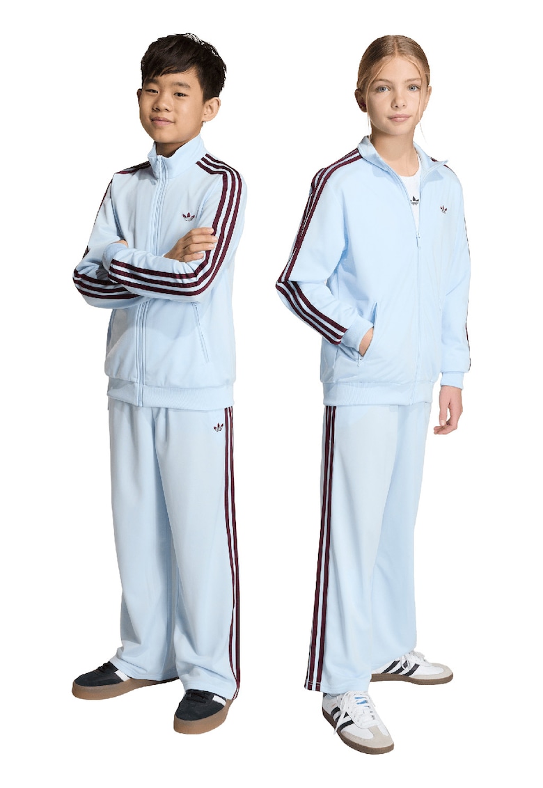 Pantaloni de trening cu croiala ampla si logo - Rosu inchis/Albastru deschis