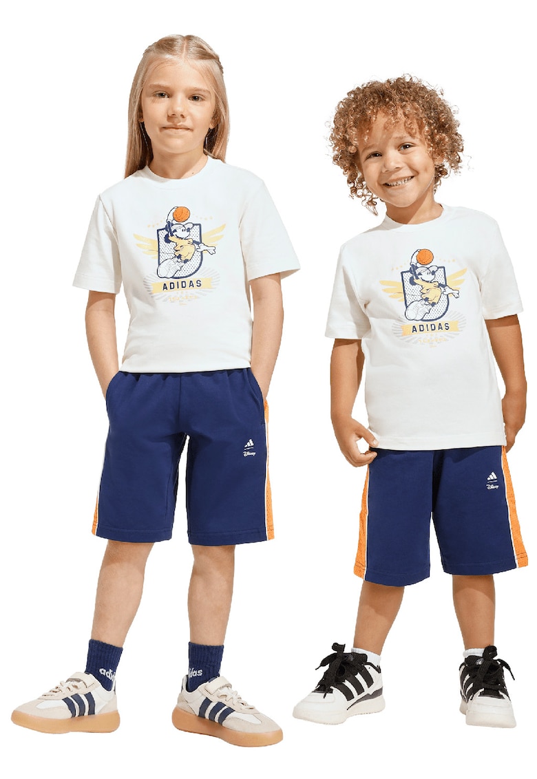 Set de tricou din amestec de bumbac si pantaloni scurti - 2 piese - Alb/Albastru inchis/Bej