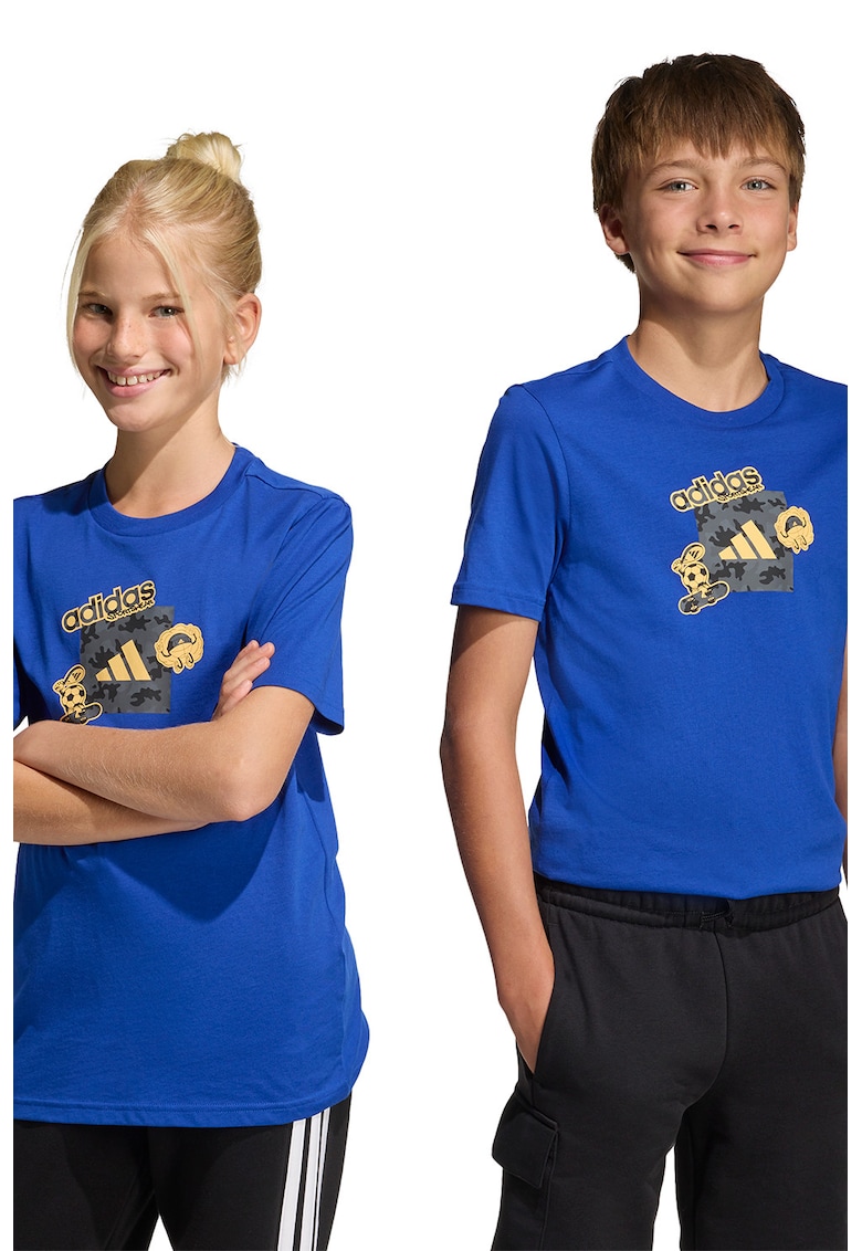 Tricou cu imprimeu camuflaj - Galben/Albastru inchis
