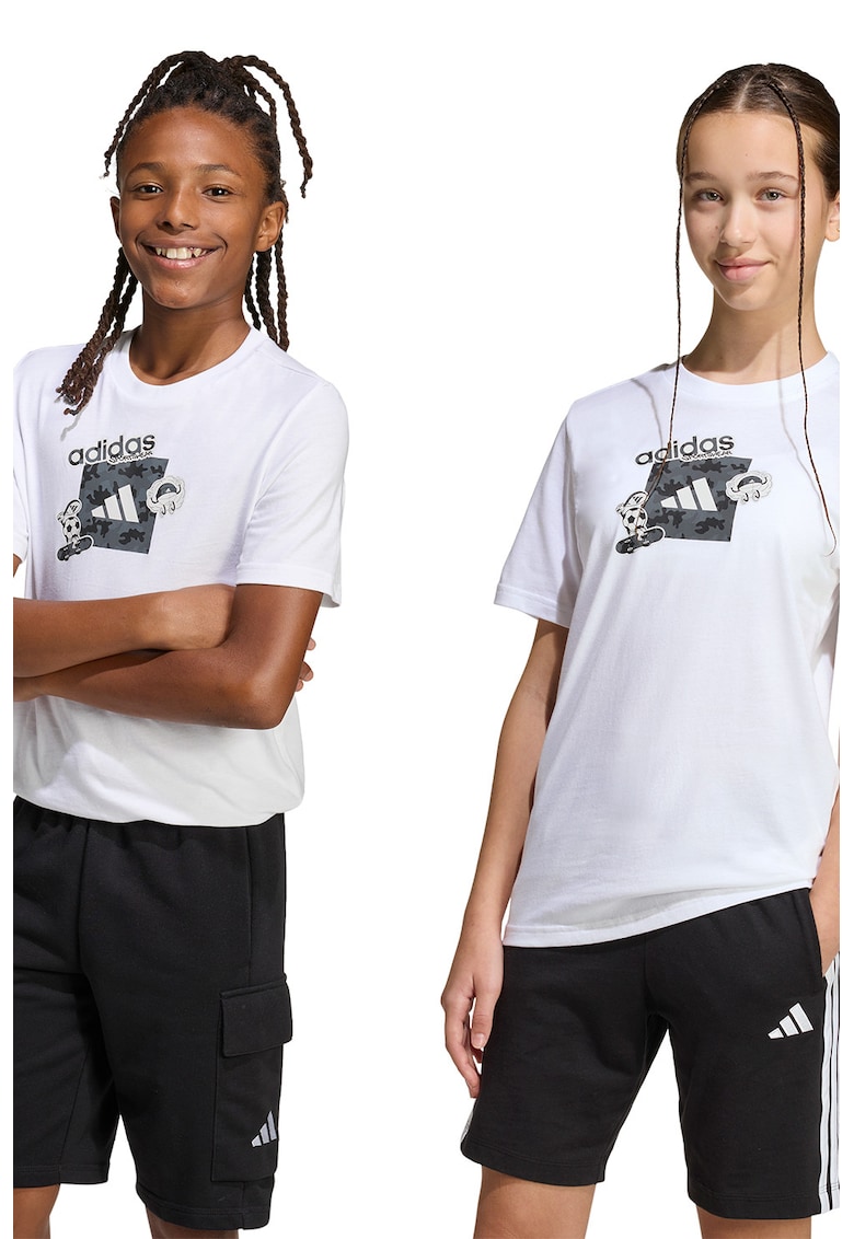 Tricou cu imprimeu camuflaj - Alb fildes/Negru stins